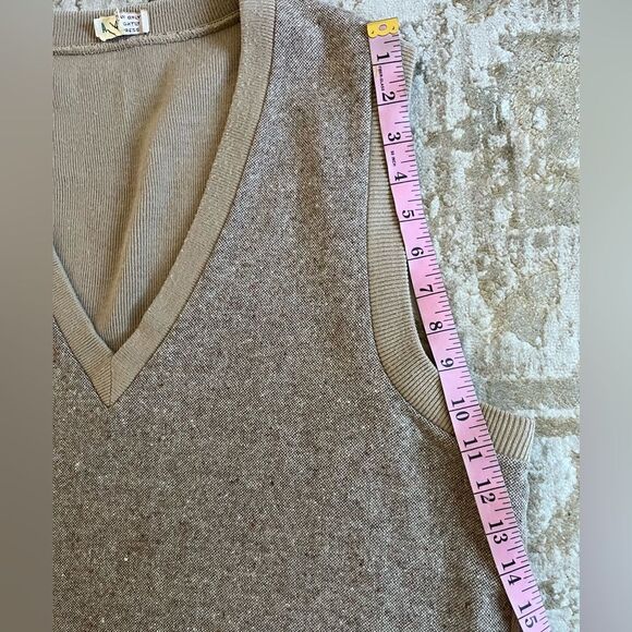Vintage 70s Brown Knit Sweater Vest L-XL Flecked V-Neck Grandpa Core - Picture 10 of 11